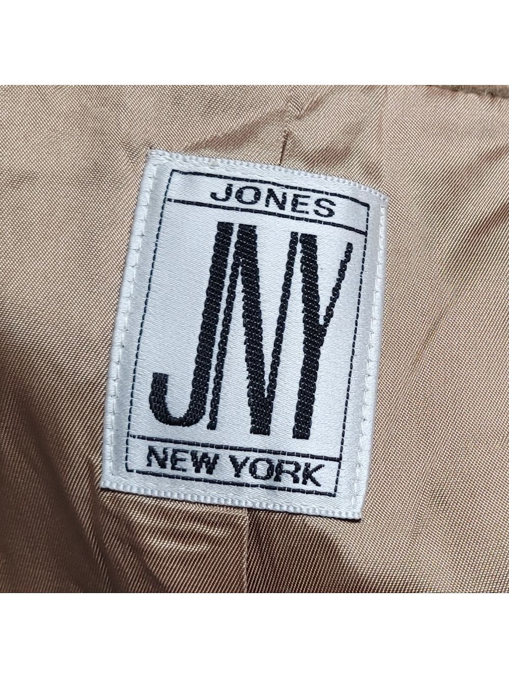 80s Vintage Jones New York Tan Pure Wool Notched Collar Longline Trench Coat XL - Picture 11 of 14